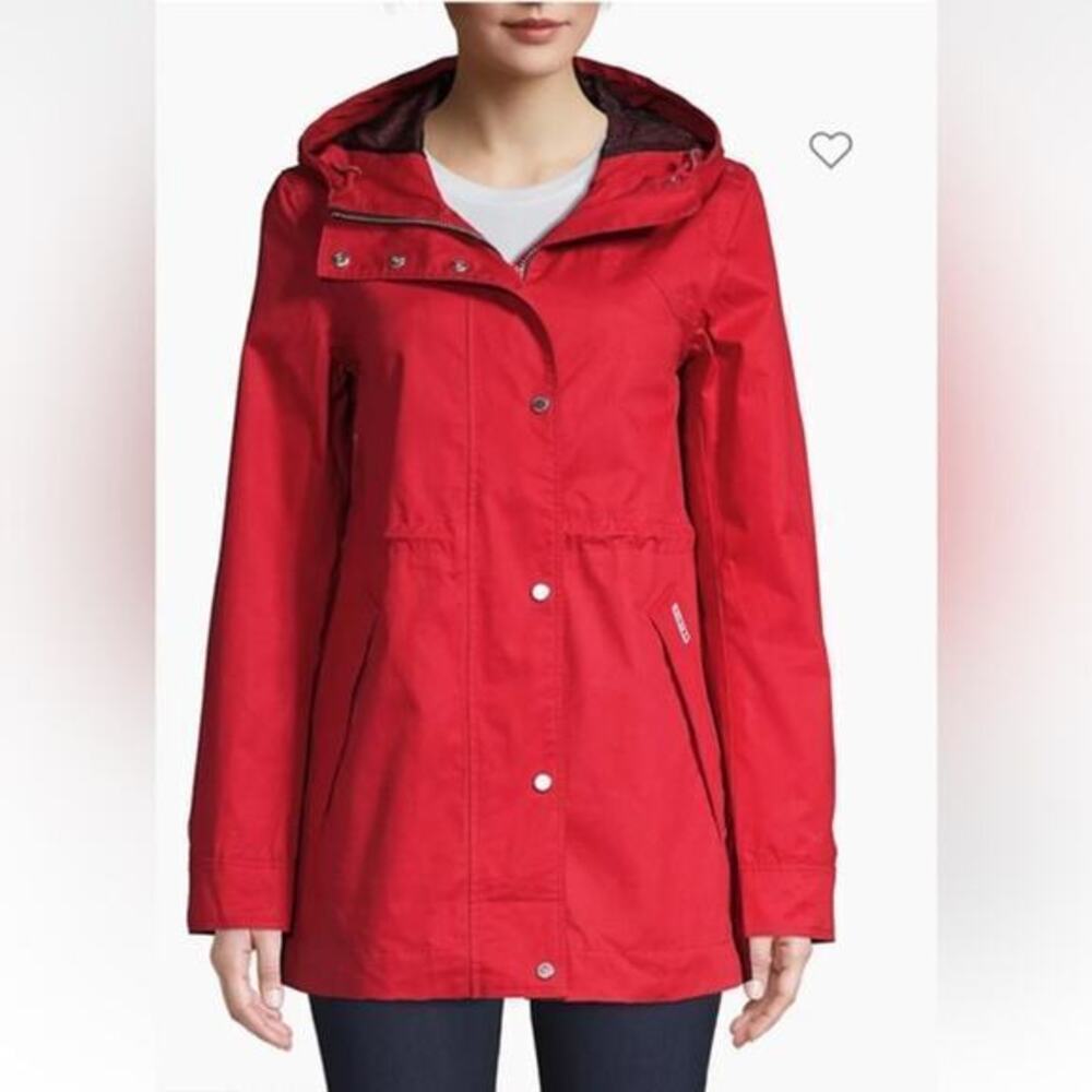 Hunter Red Original Cotton Smock Water‎ Resistant Long Sleeve Hooded Rain Jacket